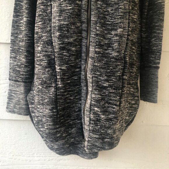 Wishlist Size Medium Longline Sweater Grey White Full Zip Hooded Sweater - Picture 3 of 8